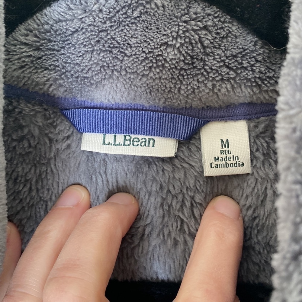 LL Bean hi-pile fleece pullover jacket women’s medium grey fuzzy EUC - Picture 3 of 6